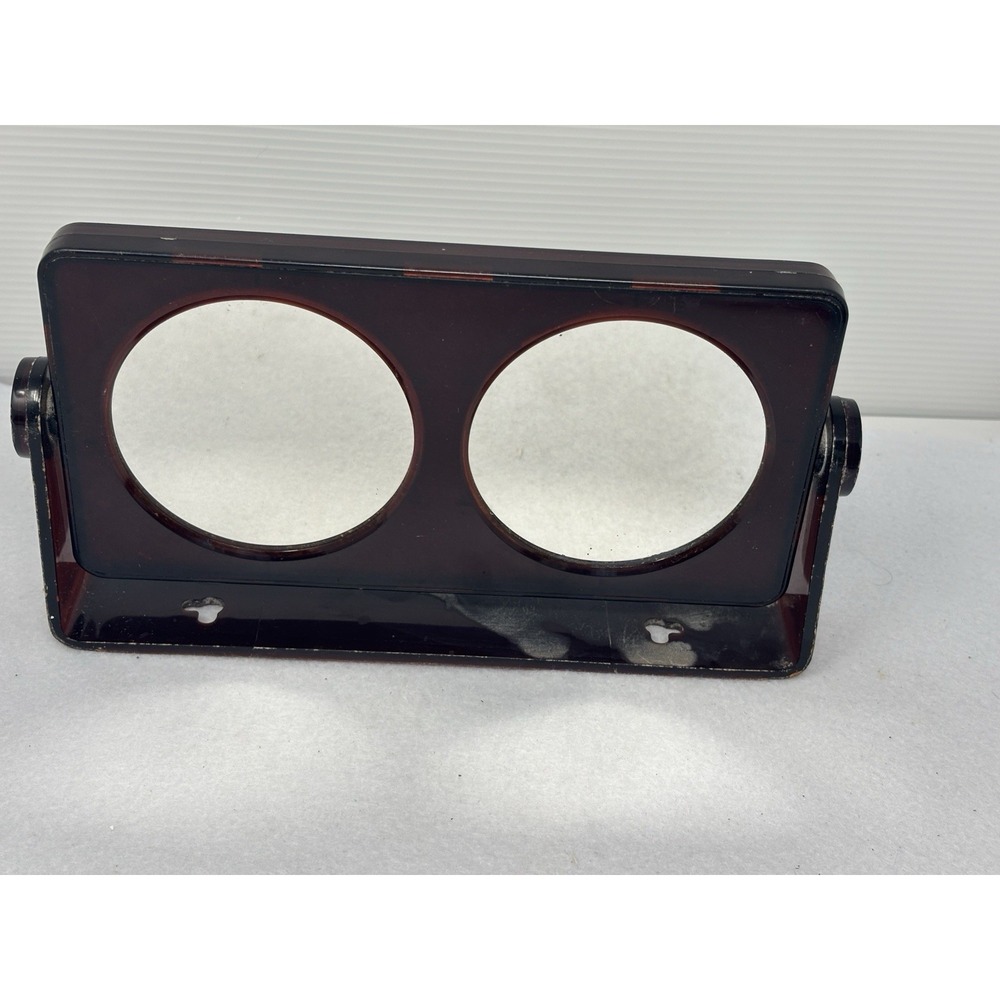 Vtg MCM Brown Lucite Double Sided Vanity Mirror Box Wall Mount 8.5"